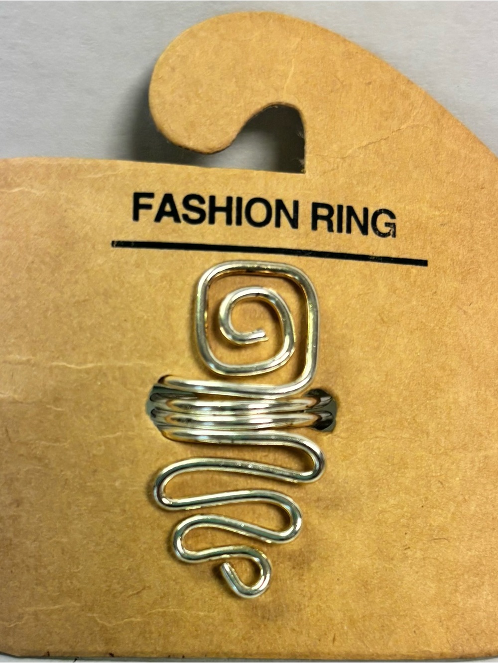NWT Silver tone Wired Swirl Structured ring interlocking Adjustable curved bands